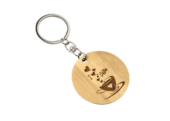 Corrente chave do metal bonito de bambu da fatia em volta de 32mm horizontalmente ligas de zinco