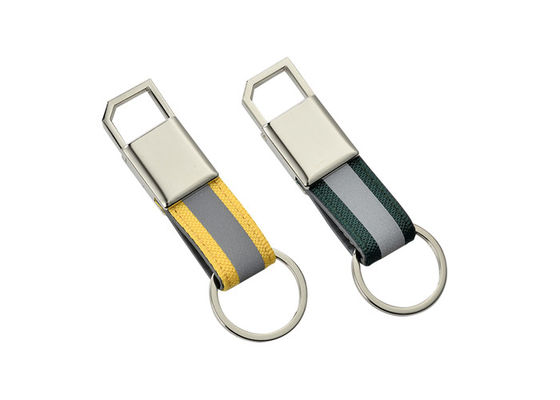 Lembranças chaves do suporte da lona brilhante da espessura da porta-chaves 9mm do gancho da pressão do metal da correia
