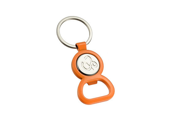 Keyring liga de zinco do suporte da moeda do trole da compra do metal em volta do abridor de garrafa