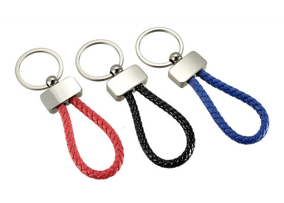 Teça o suporte chave feito sob encomenda relativo à promoção do Keyring do metal das portas-chaves da correia de couro do plutônio
