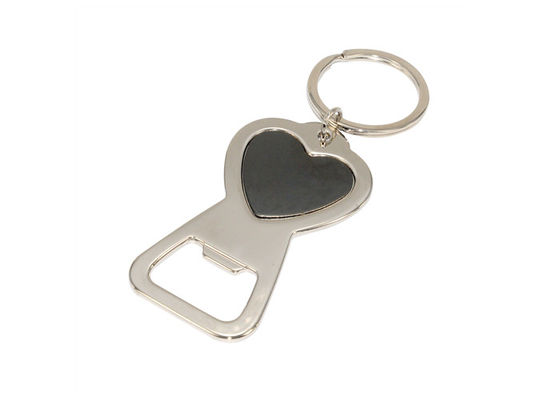 O coração dá forma à corrente chave chave de abridor de garrafa do Keyring do suporte do metal de prata