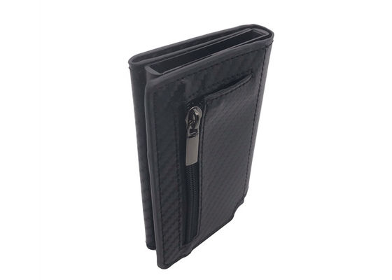 Suporte de couro de Wallet Rectangle Card do organizador do cartão de crédito do plutônio RFID do carbono