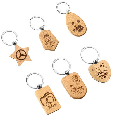 Keychains de madeira personalizado com nome personalizou o Keyring redondo da sublimação