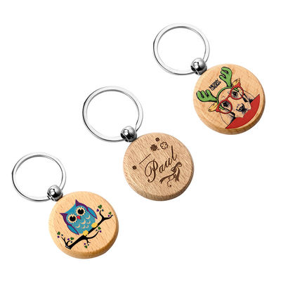 Keychains de madeira personalizado com nome personalizou o Keyring redondo da sublimação