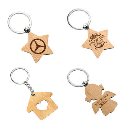 Keychains de madeira personalizado com nome personalizou o Keyring redondo da sublimação
