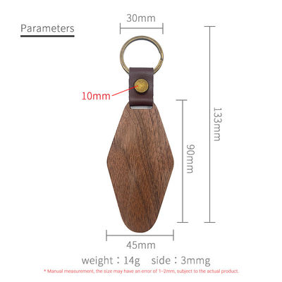 A corrente chave de madeira personalizada 14g do rombo personalizou a noz gravada de Watel