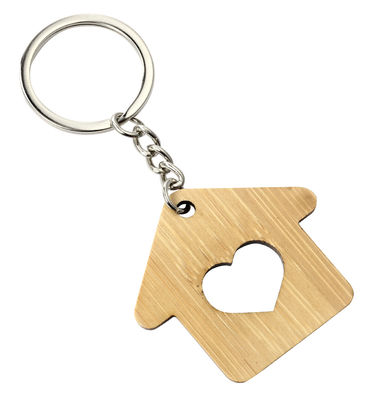 Corrente chave Ring Metal Pendant Bag Gift da casa de madeira natural