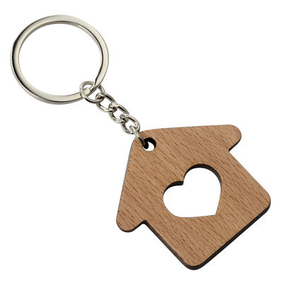 Corrente chave Ring Metal Pendant Bag Gift da casa de madeira natural