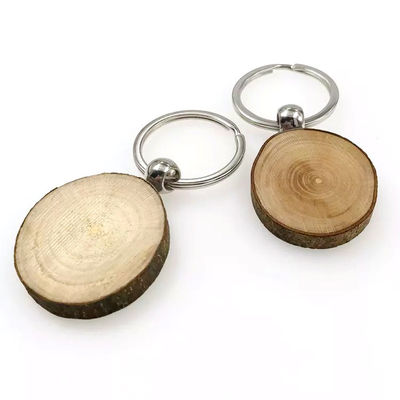 Corrente chave simples Handcrafted de madeira redonda que grava Eco natural amigável e rústico