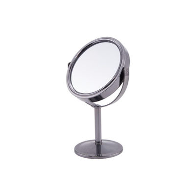 Elegante Espelho de Mesa de Beleza de Couro de PU Prateado / Maquiagem Espelho Superior de Mesa com 2X de ampliação