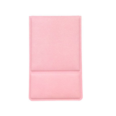Espelho de mesa LED de prata redonda com couro PU brilhante ajustável e de dois lados
