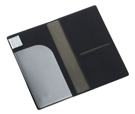 Padrão de tecido personalizado de couro PU Porta passaporte de viagem resistente à água 4 slots de cartão Janela de identificação