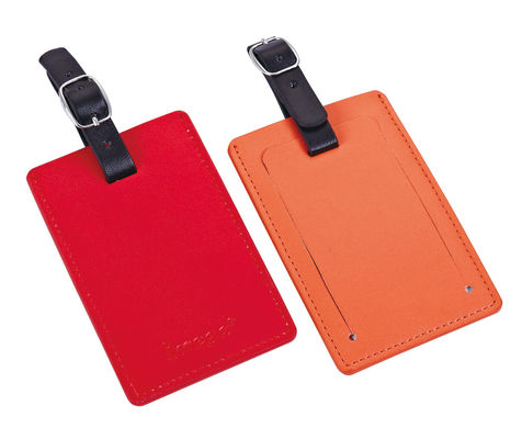 Etiqueta de bagagem personalizada de alumínio PU para viajantes Informações de contato personalizadas Forma retangular