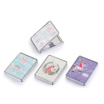 Espelho de bolso cosmético compacto redondo dobrável de dois lados com ampliação 1X/2X