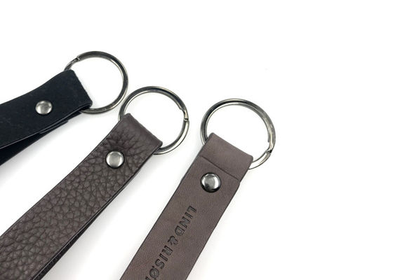 Suporte chave de couro genuíno do plutônio de Debossed 10mm para as chaves personalizadas