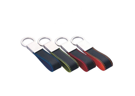 Suporte de couro da chave do carro da porta-chaves 7mm Debossing do gancho da pressão do metal do ponto