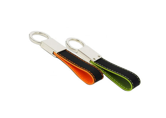 Suporte de couro da chave do carro da porta-chaves 7mm Debossing do gancho da pressão do metal do ponto