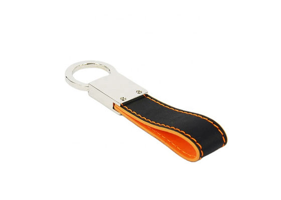 Suporte de couro da chave do carro da porta-chaves 7mm Debossing do gancho da pressão do metal do ponto