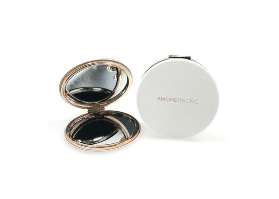 Espelho gravado dobrável 1cm do bolso de Rose Gold Metal Compact Mirror densamente