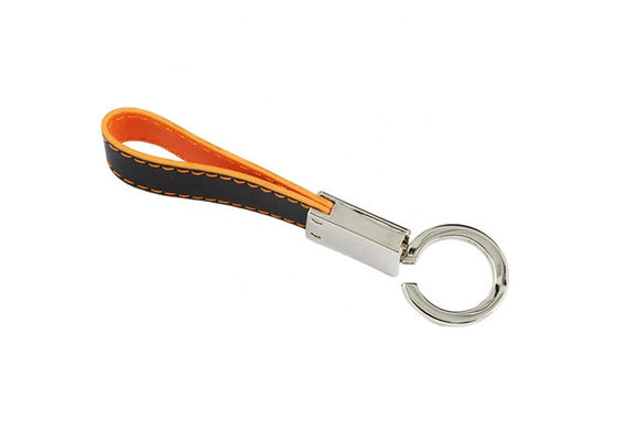 Suporte de couro da chave do carro da porta-chaves 7mm Debossing do gancho da pressão do metal do ponto