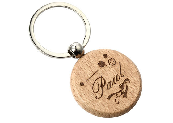 Em volta do Keyring de madeira da letra de 32mm do suporte chave de madeira liso liga de zinco