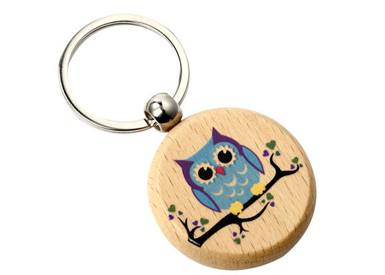 Em volta do Keyring de madeira da letra de 32mm do suporte chave de madeira liso liga de zinco