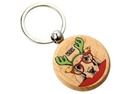 Em volta do Keyring de madeira da letra de 32mm do suporte chave de madeira liso liga de zinco