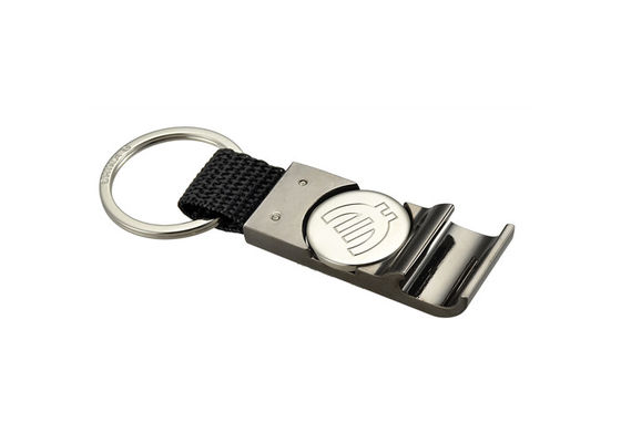 Keyring de nylon do abridor de garrafa da moeda do trole da compra do suporte da corrente chave do metal do plutônio