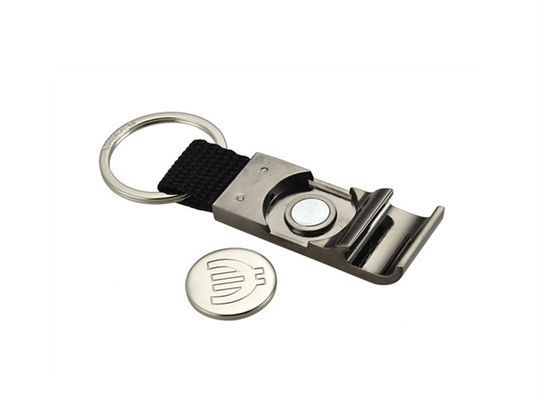 Keyring de nylon do abridor de garrafa da moeda do trole da compra do suporte da corrente chave do metal do plutônio