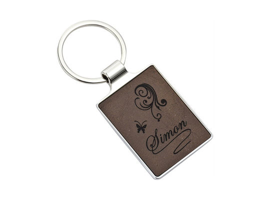 Chave 4mm cor-de-rosa Ring Advertising de Logo Leather Key Chains 55mm da gravura do laser