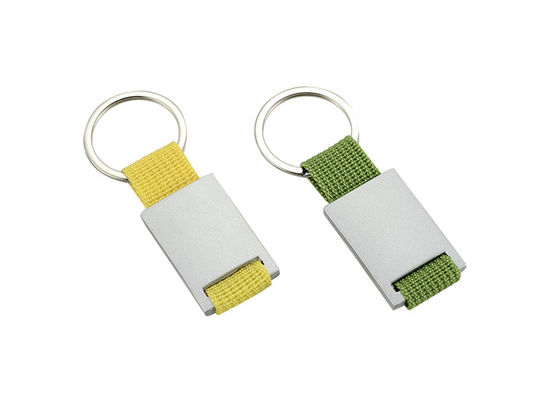 Metal retrátil Logo Zinc Alloy Green Yellow da porta-chaves da lona brilhante