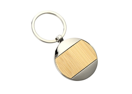 Gravura de bambu do laser de Ring Holder Iron Promotional Metal Keychains da chave do metal do níquel