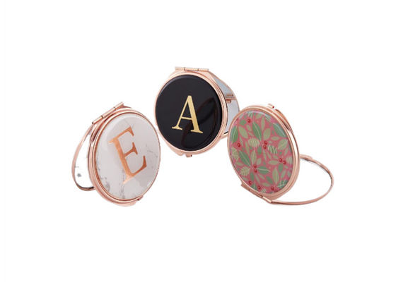 Espelho de dobramento pequeno de Rose Gold Cosmetic Pocket Mirror Pantone do metal do ABS