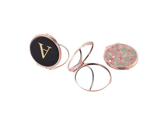 Espelho de dobramento pequeno de Rose Gold Cosmetic Pocket Mirror Pantone do metal do ABS