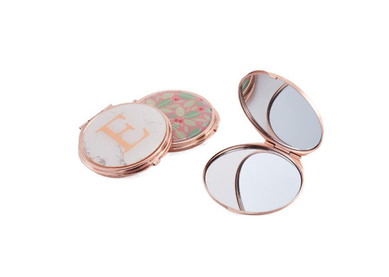 Espelho de dobramento pequeno de Rose Gold Cosmetic Pocket Mirror Pantone do metal do ABS