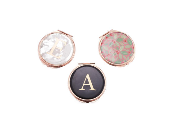 Espelho de dobramento pequeno de Rose Gold Cosmetic Pocket Mirror Pantone do metal do ABS