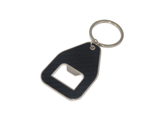 Keyring de couro liga de zinco da fibra do carbono do abridor de garrafa do suporte da corrente chave do plutônio
