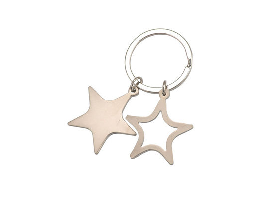 Impressão UV dada forma estrela do suporte de Rose Gold Car Key Ring do suporte da corrente chave do metal