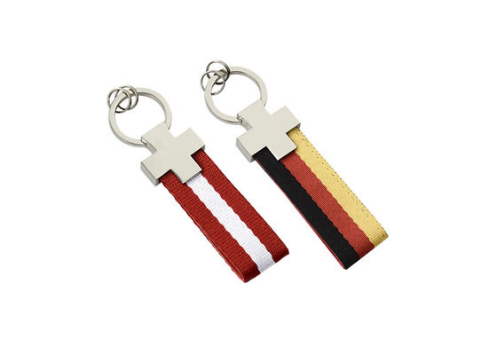 Cor chave de couro de Pantone do Keyring do ferro do retângulo do suporte da correia do Webbing