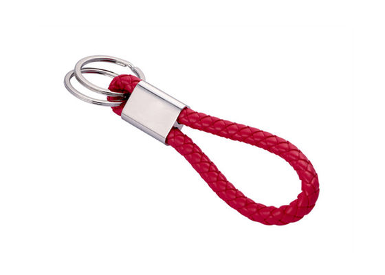 o plutônio de 10mm trançou as portas-chaves de couro Debossing Logo Car Key Ring Holder