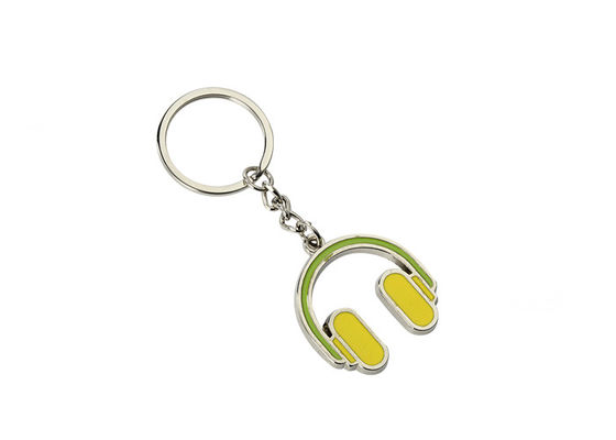 Portas-chaves cor-de-rosa Mini Advertising Gift Keyring do esmalte do ferro do fones de ouvido