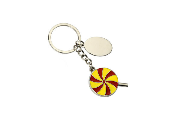 Ferro bonito do Keyring da letra da prata do óleo da cor da corrente chave do metal do esmalte do pirulito