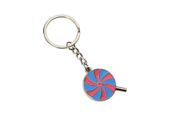 Ferro bonito do Keyring da letra da prata do óleo da cor da corrente chave do metal do esmalte do pirulito