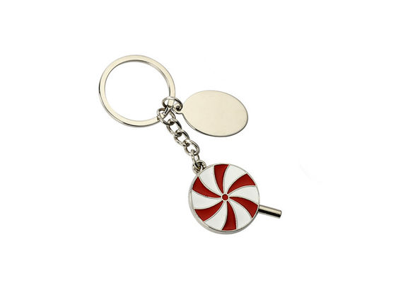 Ferro bonito do Keyring da letra da prata do óleo da cor da corrente chave do metal do esmalte do pirulito