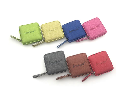 Textura de couro Debossing Logo Souvenir do plutônio Mini Retractable Tape Measure Fabric do ABS