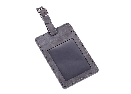 Presente de couro da lembrança da etiqueta da bagagem do plutônio de Grey Genuine Leather Tag Rectangle