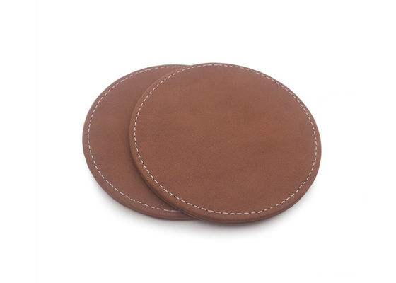 Plutônio Brown de couro Pantone de Debossed Logo Drink Coasters With Logo