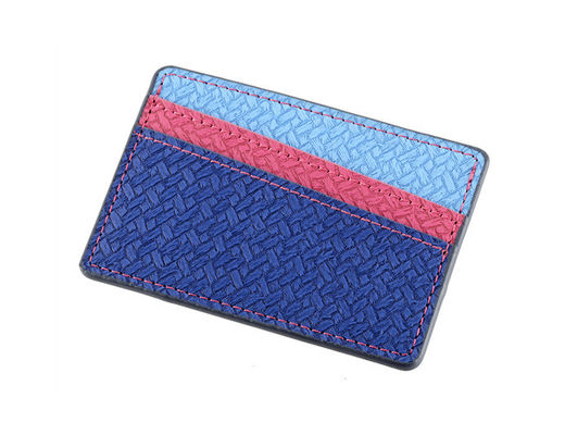 O couro do plutônio de Wallet do organizador do cartão de crédito do retângulo tece o logotipo de Debossing da carteira