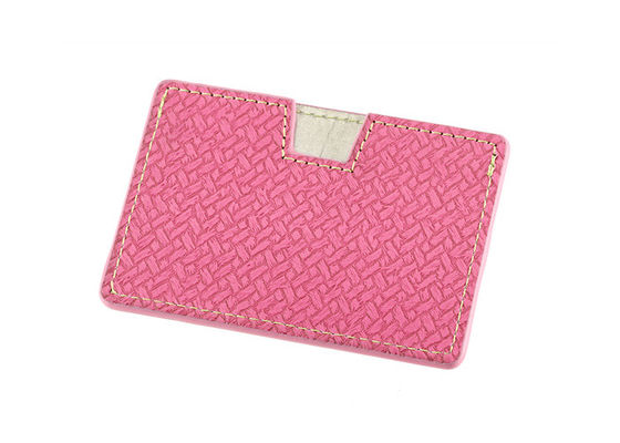 O couro do plutônio de Wallet do organizador do cartão de crédito do retângulo tece o logotipo de Debossing da carteira