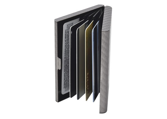 Organizador Wallet RFID do cartão de crédito da fibra do carbono que obstrui o alumínio de couro
